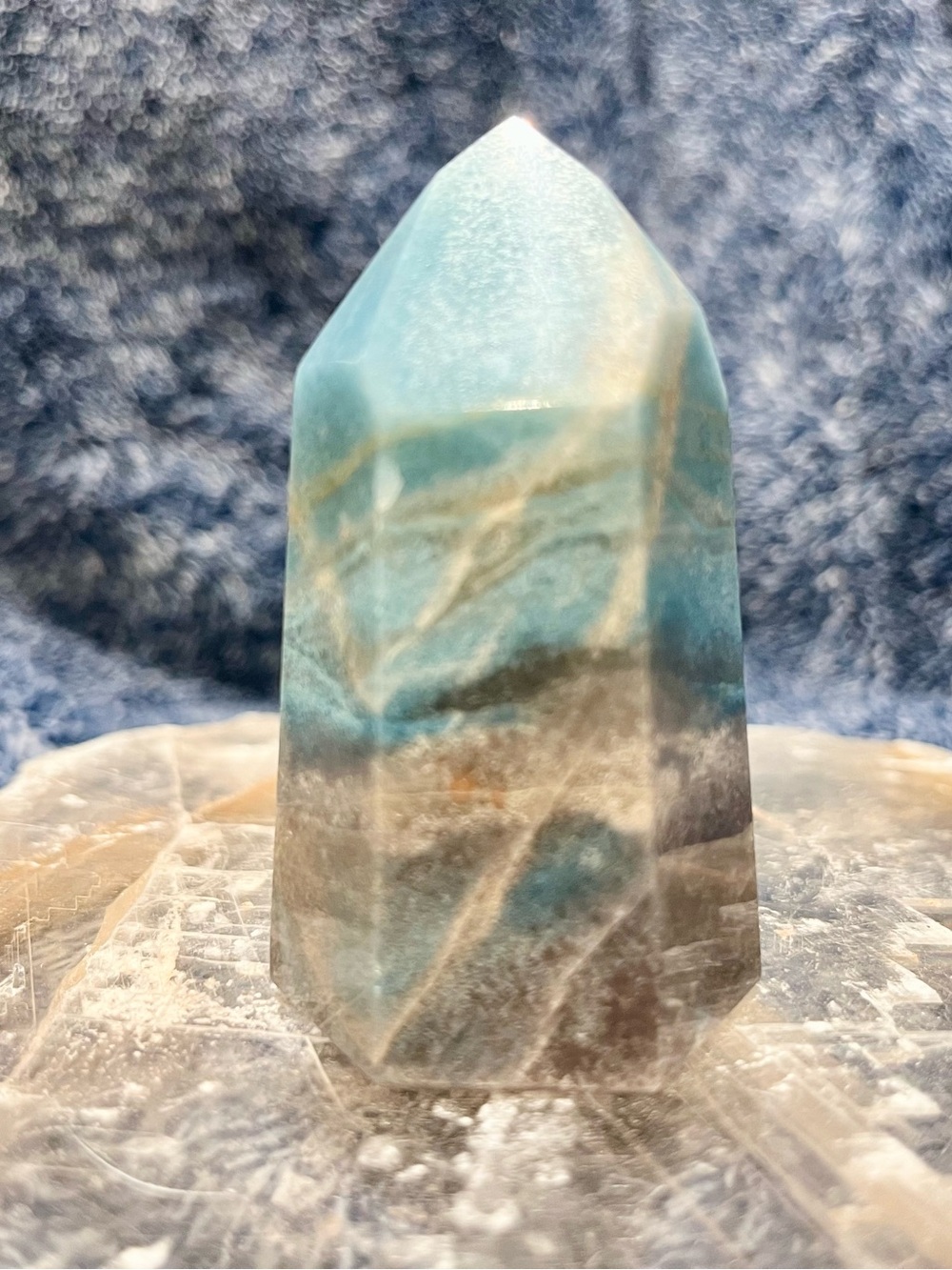 Blue-Green Polished Crystal Point Troilite